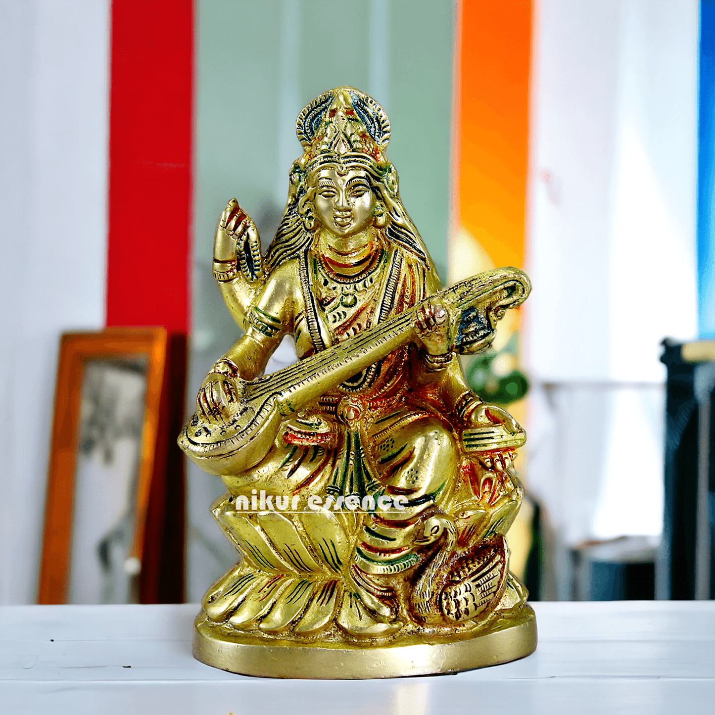Brass Saraswati Maa Murti Idol 24.7 cm Nikuressence