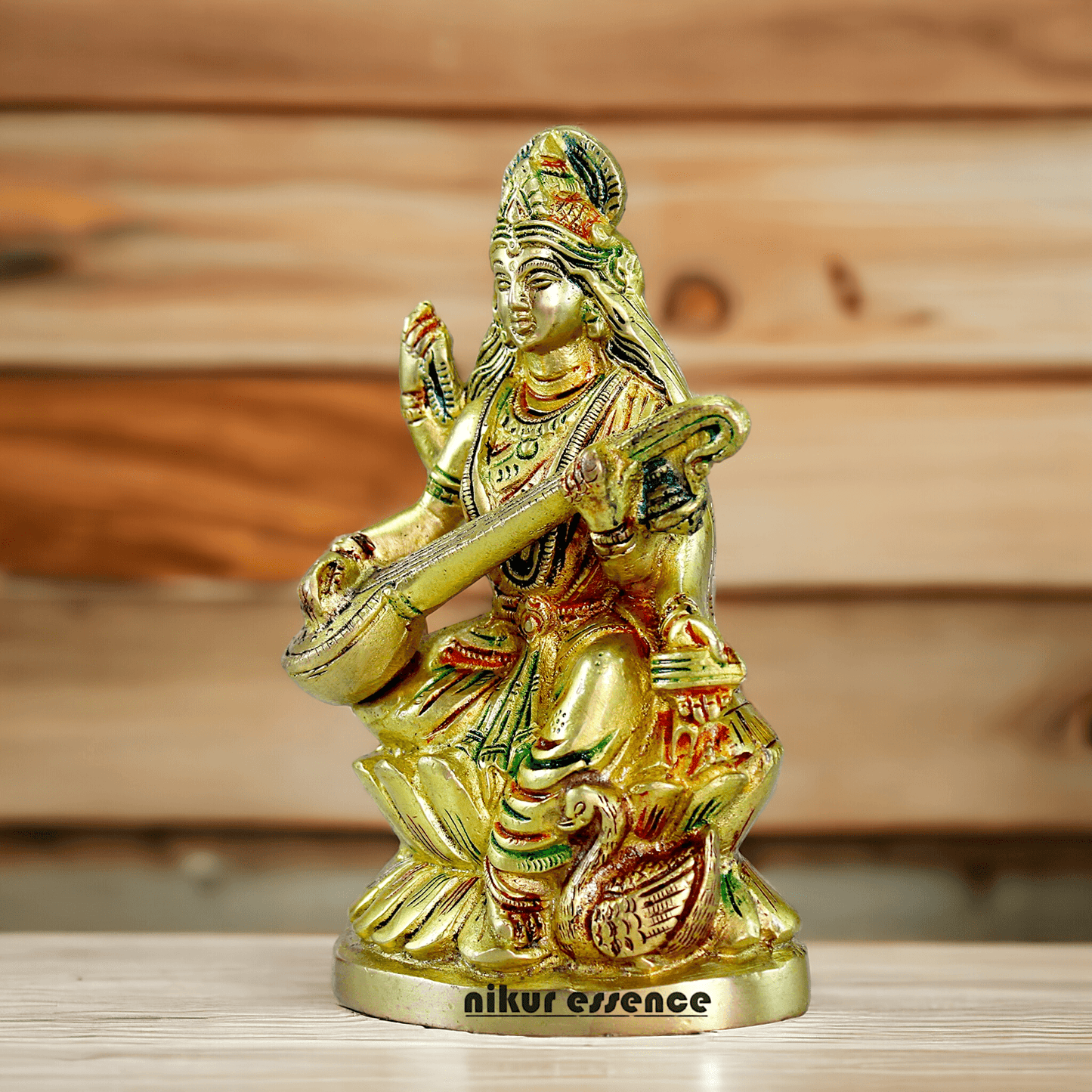 Brass Saraswati Maa Murti Idol 24.7 cm Nikuressence