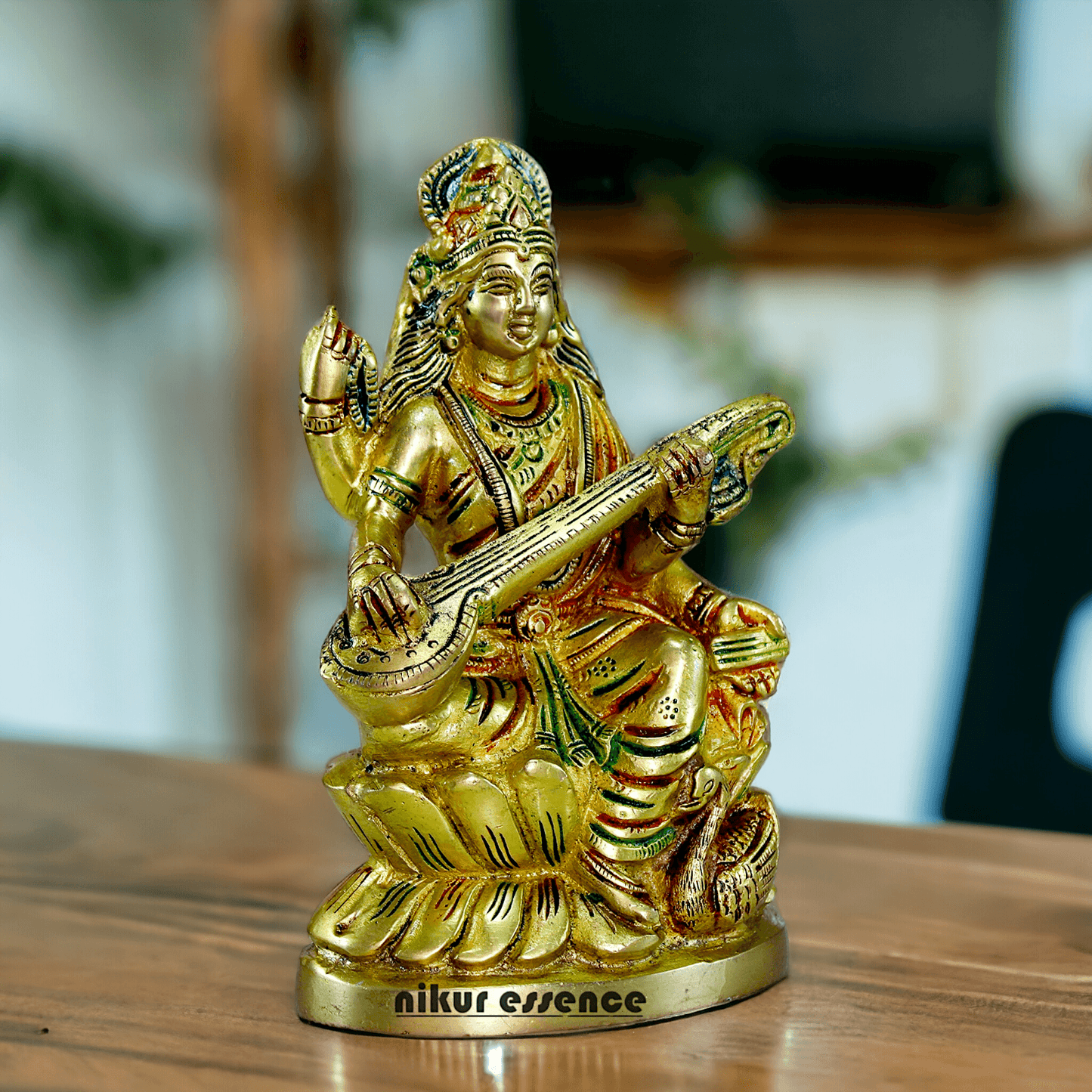 Brass Saraswati Maa Murti Idol 24.7 cm Nikuressence