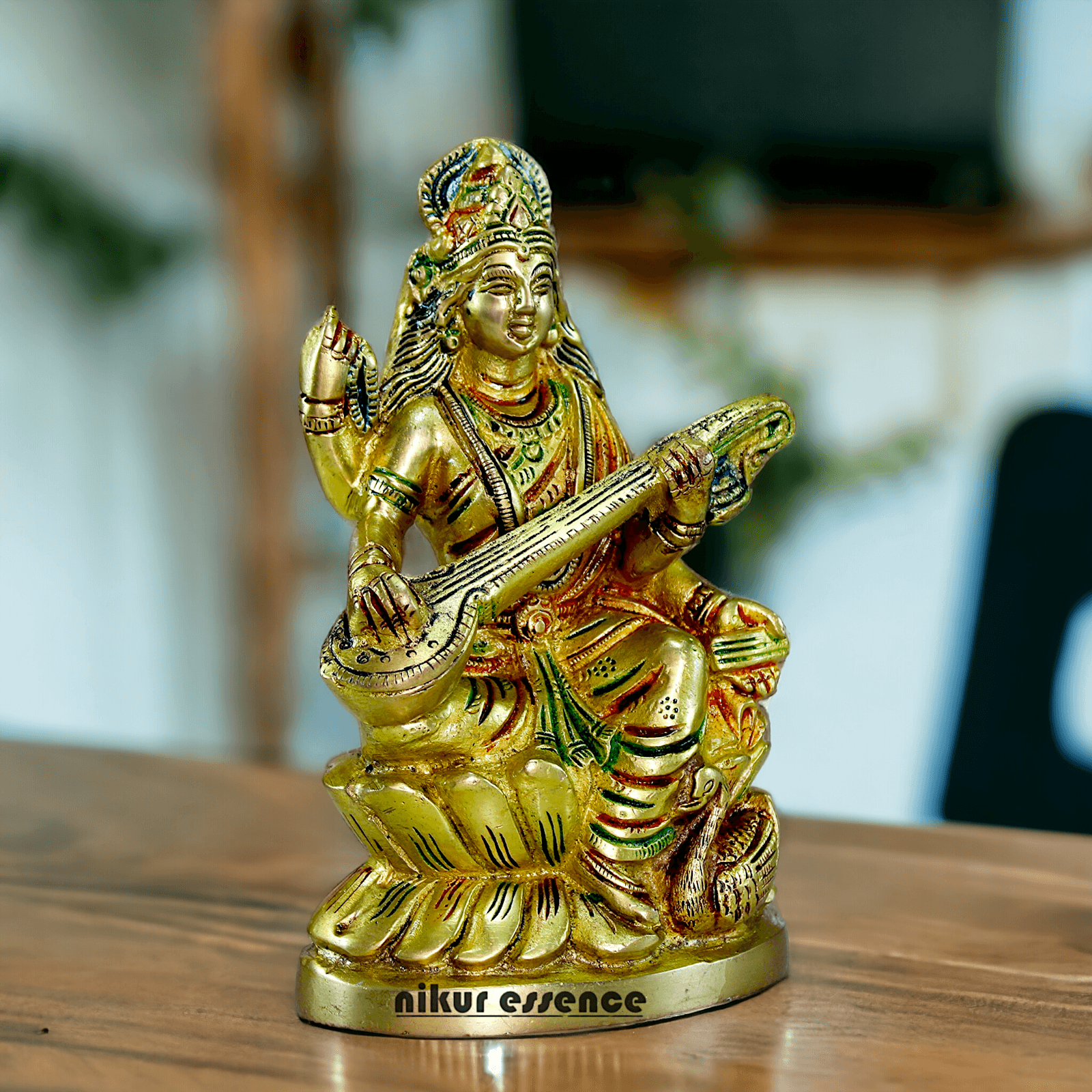 Brass Saraswati Maa Murti Idol 24.7 cm Nikuressence
