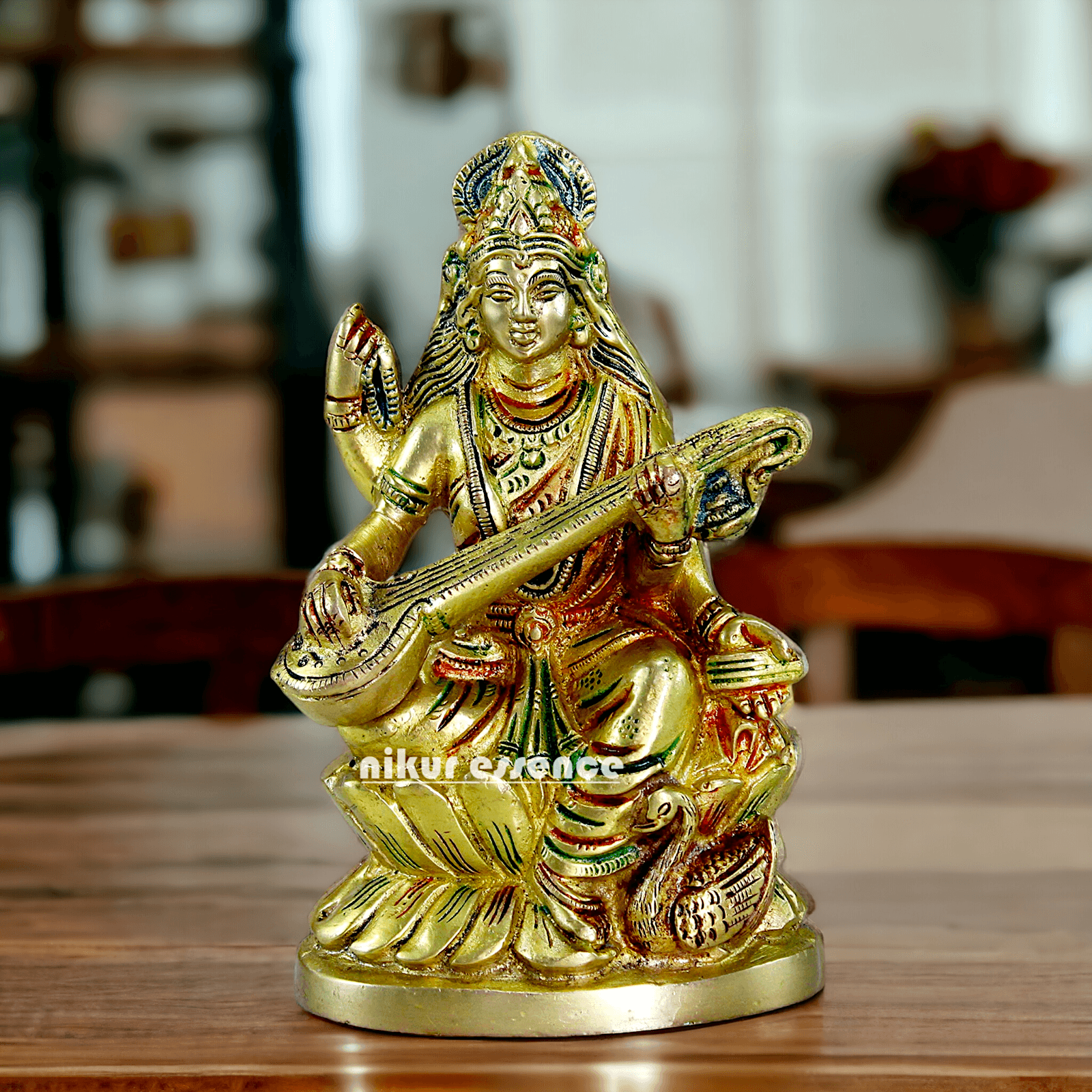 Brass Saraswati Maa Murti Idol 24.7 cm Nikuressence