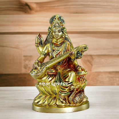 Brass Saraswati Maa Murti Idol 24.7 cm Nikuressence