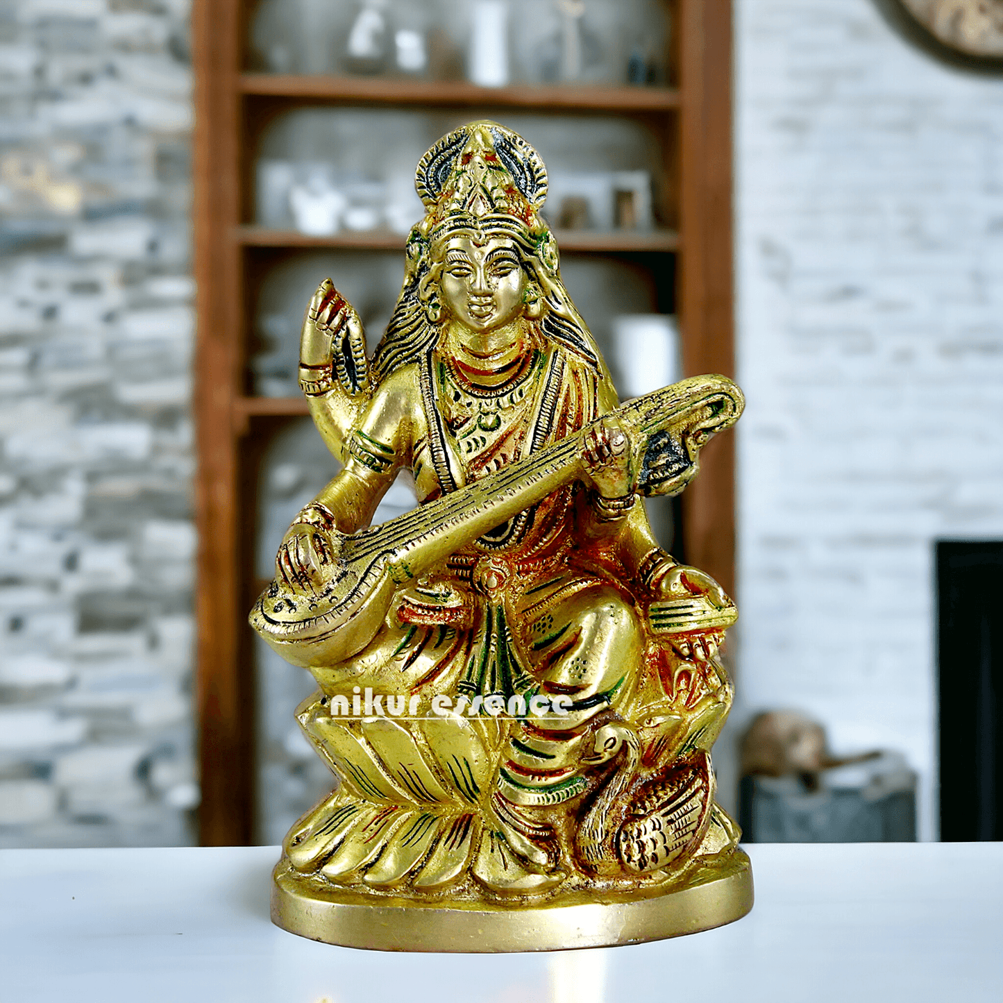 Brass Saraswati Maa Murti Idol 24.7 cm Nikuressence