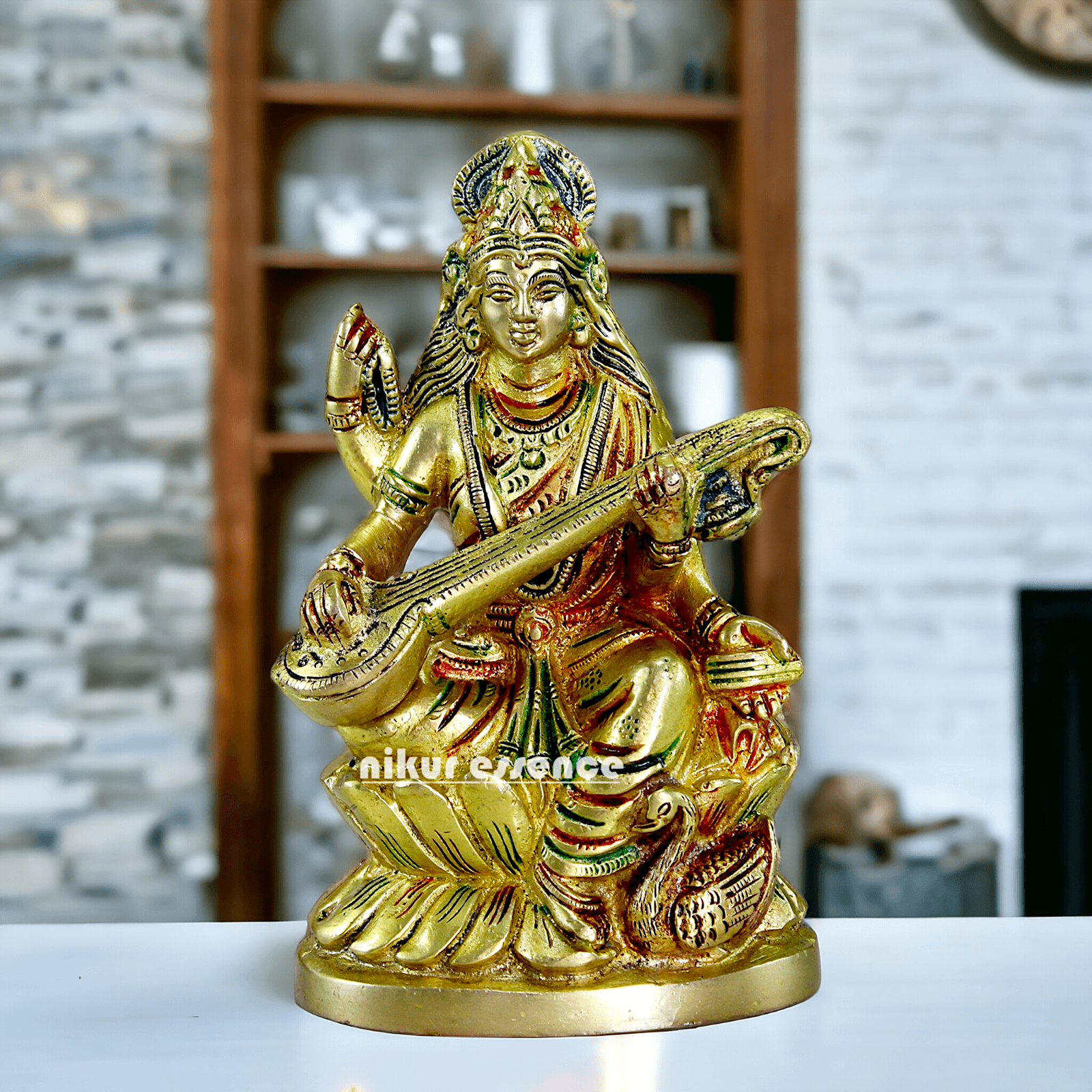 Brass Saraswati Maa Murti Idol 24.7 cm Nikuressence