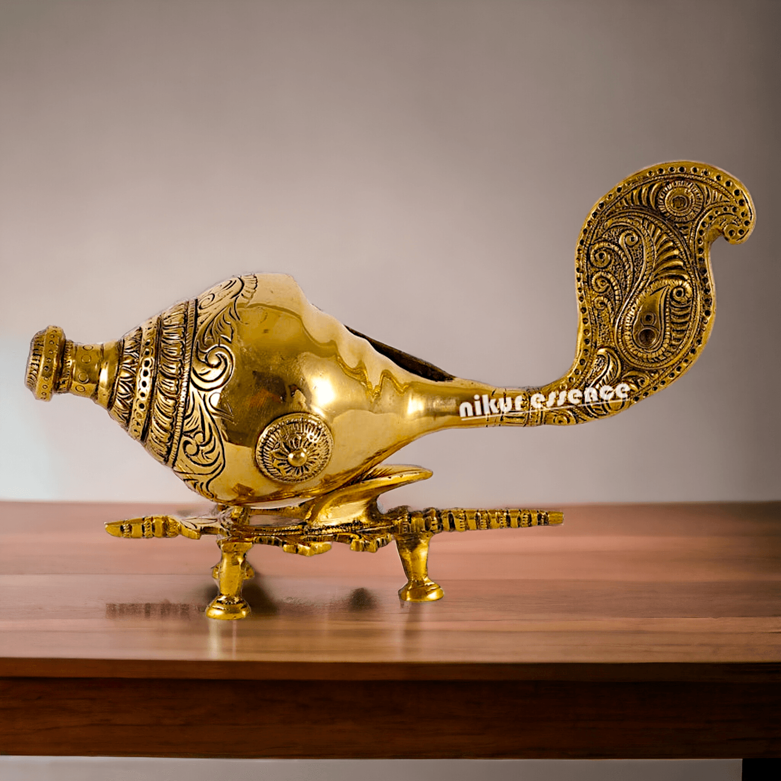 Buy Brass Showpiece Shankh with Elegant Stand – Ideal for Home Décor, Spiritual Enhancements, and Traditional Gifts Nikuressence