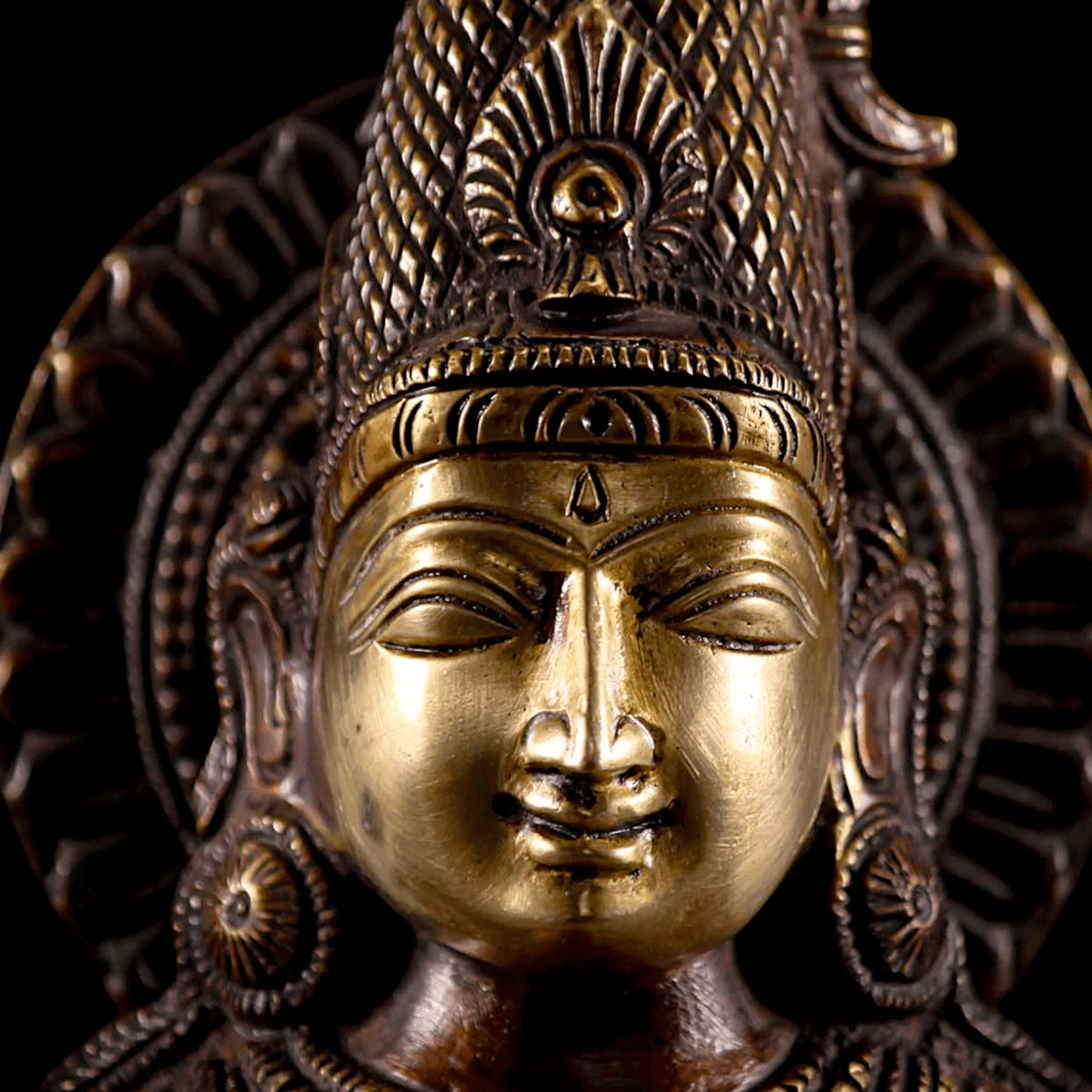 Brass Statue of Hindu Goddess Saraswati, the Patron of Wisdom, Playing Veena atop a Majestic Peacock with a Parrot Perched on Her Hand, 20 Inches Nikuressence