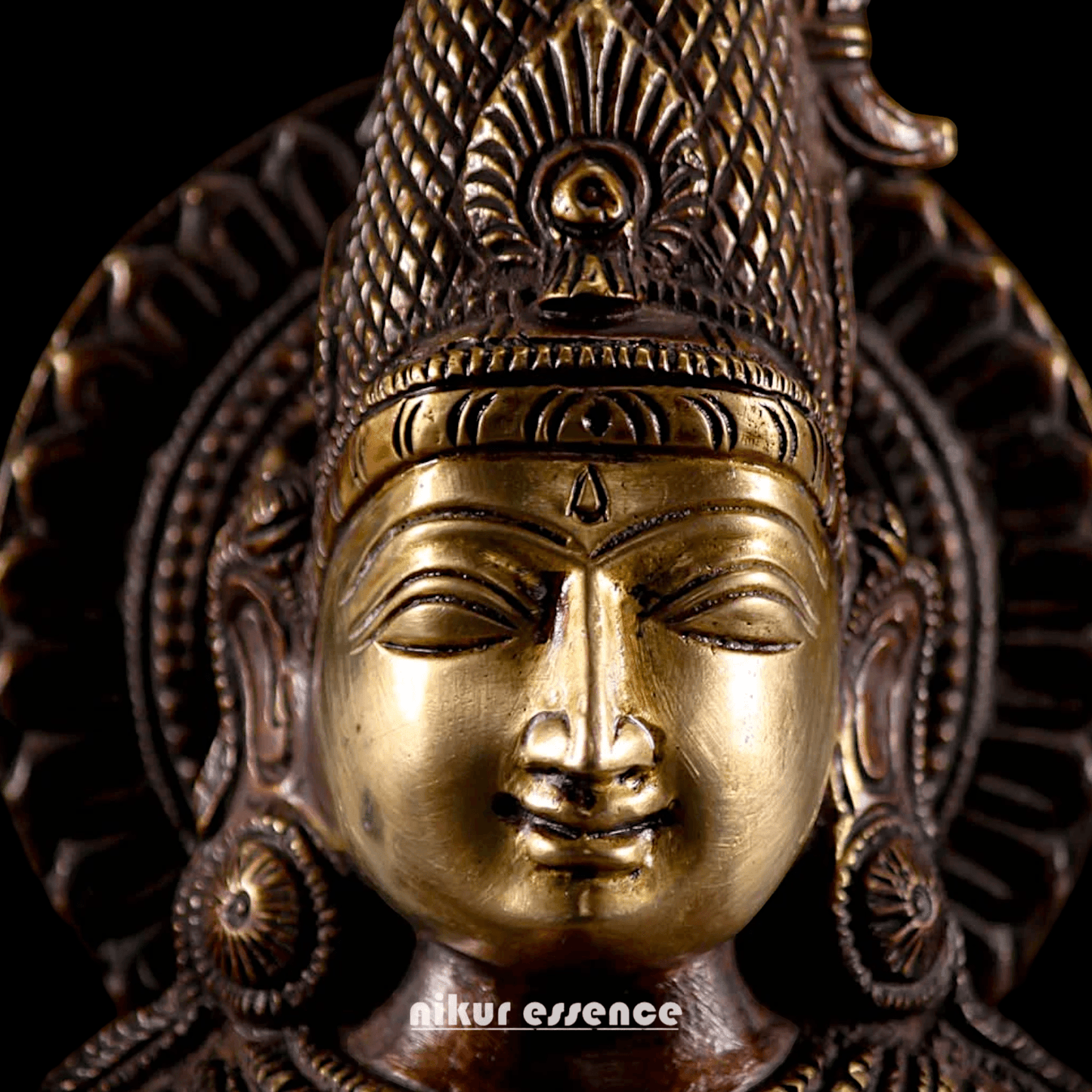 Brass Statue of Hindu Goddess Saraswati, the Patron of Wisdom, Playing Veena atop a Majestic Peacock with a Parrot Perched on Her Hand, 20 Inches Nikuressence