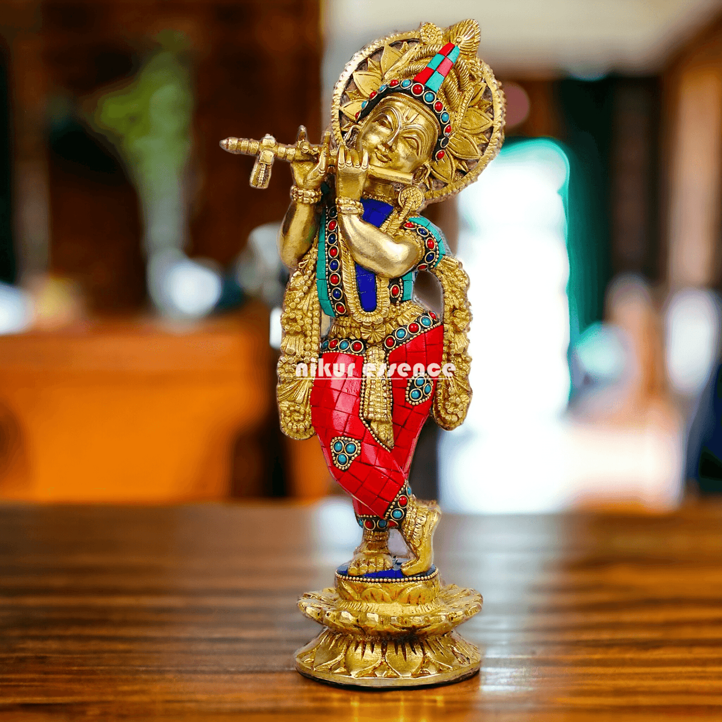 Buy Brass Statue of Krishna | Hindu Religious Idol | Home Decor | 11.5 inch Height Nikuressence