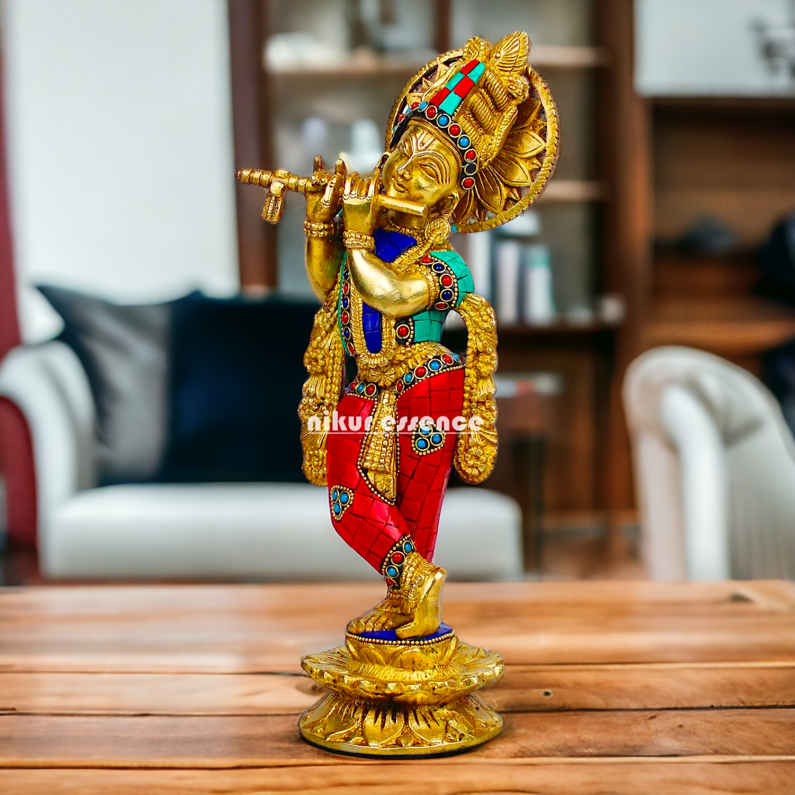 Buy Brass Statue of Krishna | Hindu Religious Idol | Home Decor | 11.5 inch Height Nikuressence