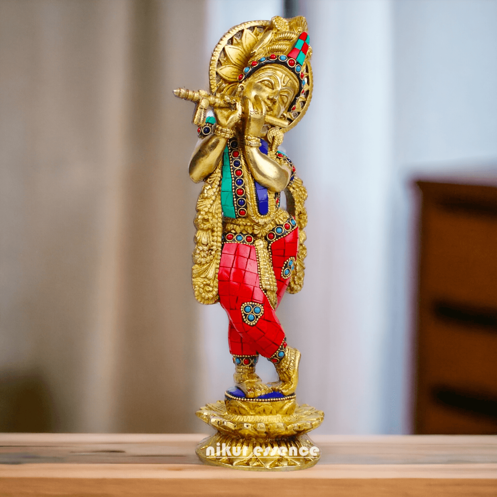 Buy Brass Statue of Krishna | Hindu Religious Idol | Home Decor | 11.5 inch Height Nikuressence