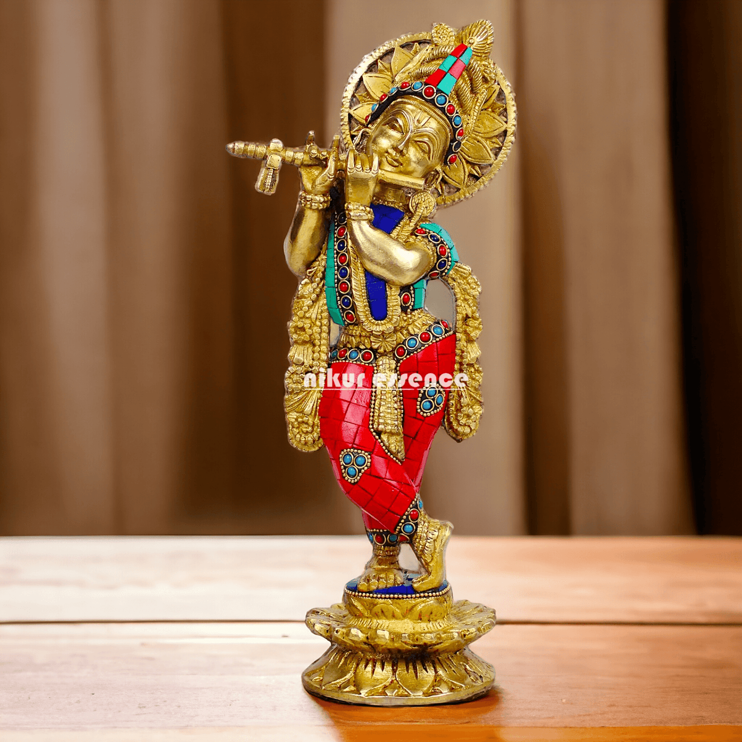 Buy Brass Statue of Krishna | Hindu Religious Idol | Home Decor | 11.5 inch Height Nikuressence