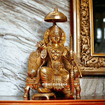 Pure Brass Statue of Ram over Singhasan | Handcrafted 15 inch Nikuressence