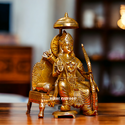 Pure Brass Statue of Ram over Singhasan | Handcrafted 15 inch Nikuressence