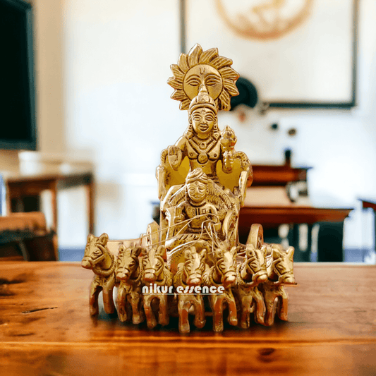 Brass Surya Statue of Sun Narayan – 7Inch Nikuressence