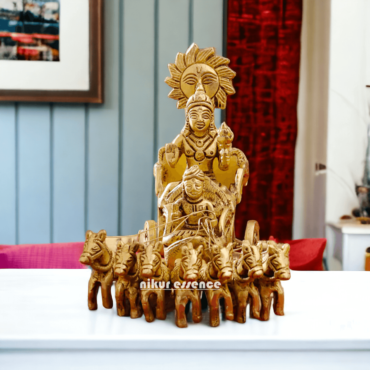 Brass Surya Statue of Sun Narayan – 7Inch Nikuressence