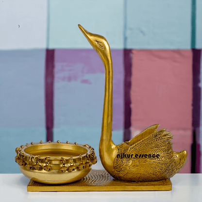 Swan Urli Bowl with Ethnic Design - 35 cm Traditional Uruli Pot for Home Décor and Decorative Water Feature Nikuressence