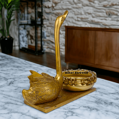 Swan Urli Bowl with Ethnic Design - 35 cm Traditional Uruli Pot for Home Décor and Decorative Water Feature Nikuressence