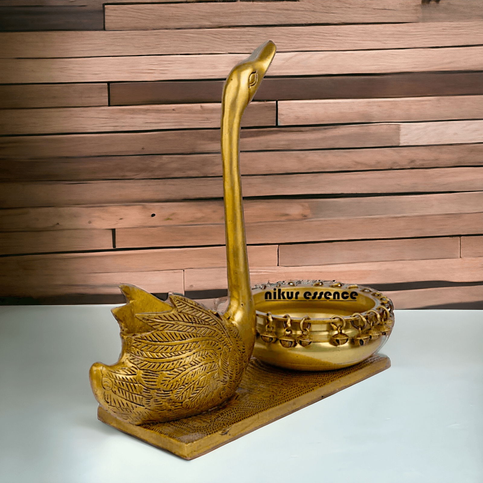 Swan Urli Bowl with Ethnic Design - 35 cm Traditional Uruli Pot for Home Décor and Decorative Water Feature Nikuressence