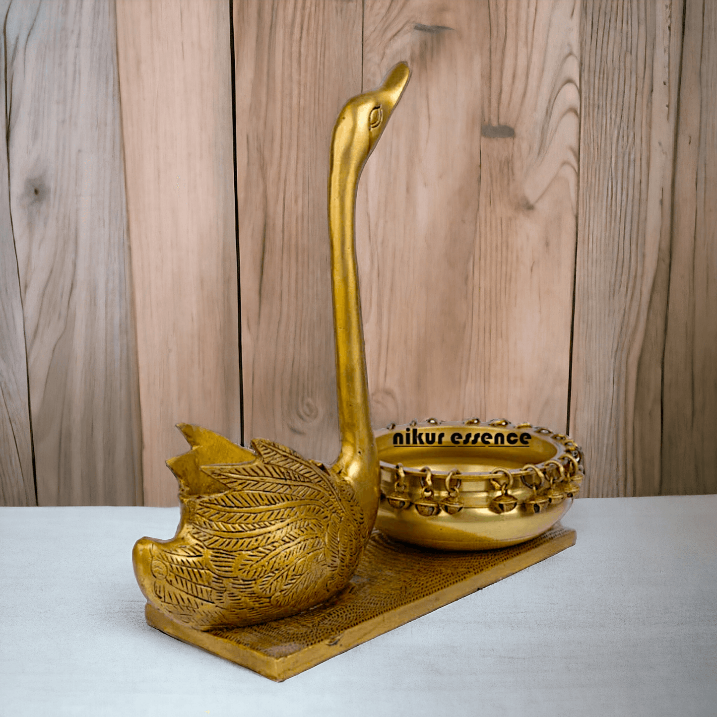 Swan Urli Bowl with Ethnic Design - 35 cm Traditional Uruli Pot for Home Décor and Decorative Water Feature Nikuressence