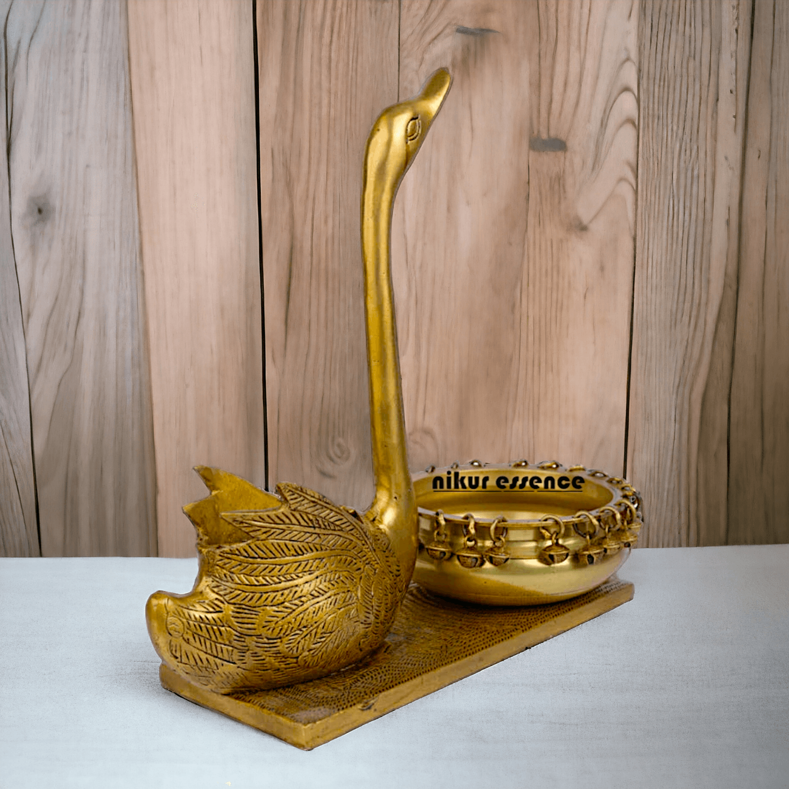 Swan Urli Bowl with Ethnic Design - 35 cm Traditional Uruli Pot for Home Décor and Decorative Water Feature Nikuressence