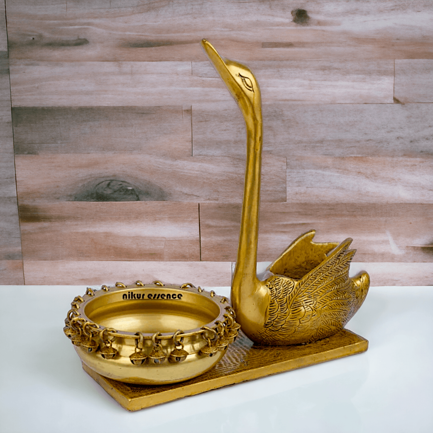 Swan Urli Bowl with Ethnic Design - 35 cm Traditional Uruli Pot for Home Décor and Decorative Water Feature Nikuressence