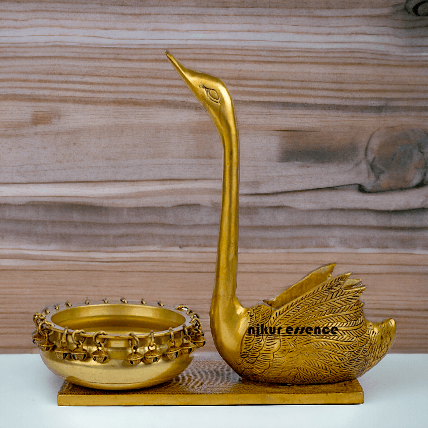 Swan Urli Bowl with Ethnic Design - 35 cm Traditional Uruli Pot for Home Décor and Decorative Water Feature Nikuressence