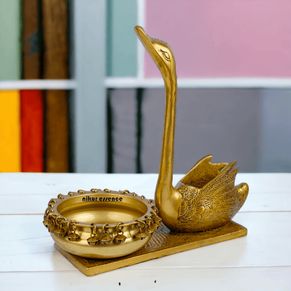 Swan Urli Bowl with Ethnic Design - 35 cm Traditional Uruli Pot for Home Décor and Decorative Water Feature Nikuressence