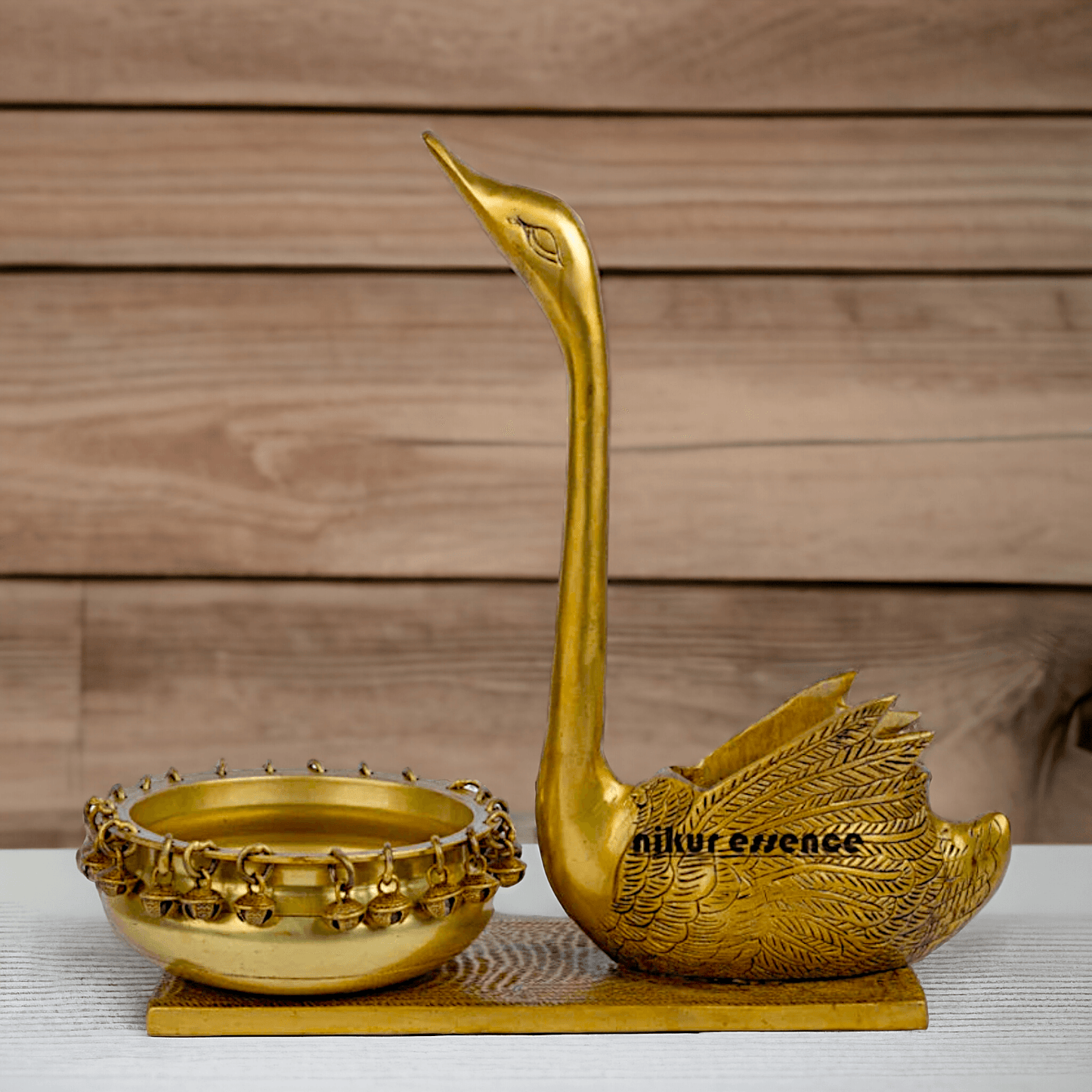 Swan Urli Bowl with Ethnic Design - 35 cm Traditional Uruli Pot for Home Décor and Decorative Water Feature Nikuressence