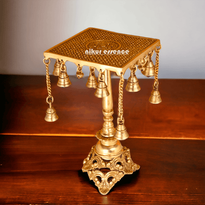 Buy Table stand in Brass with Intricately Designed Hanging Bells - Traditional Indian Home Décor Accent Piece Nikuressence