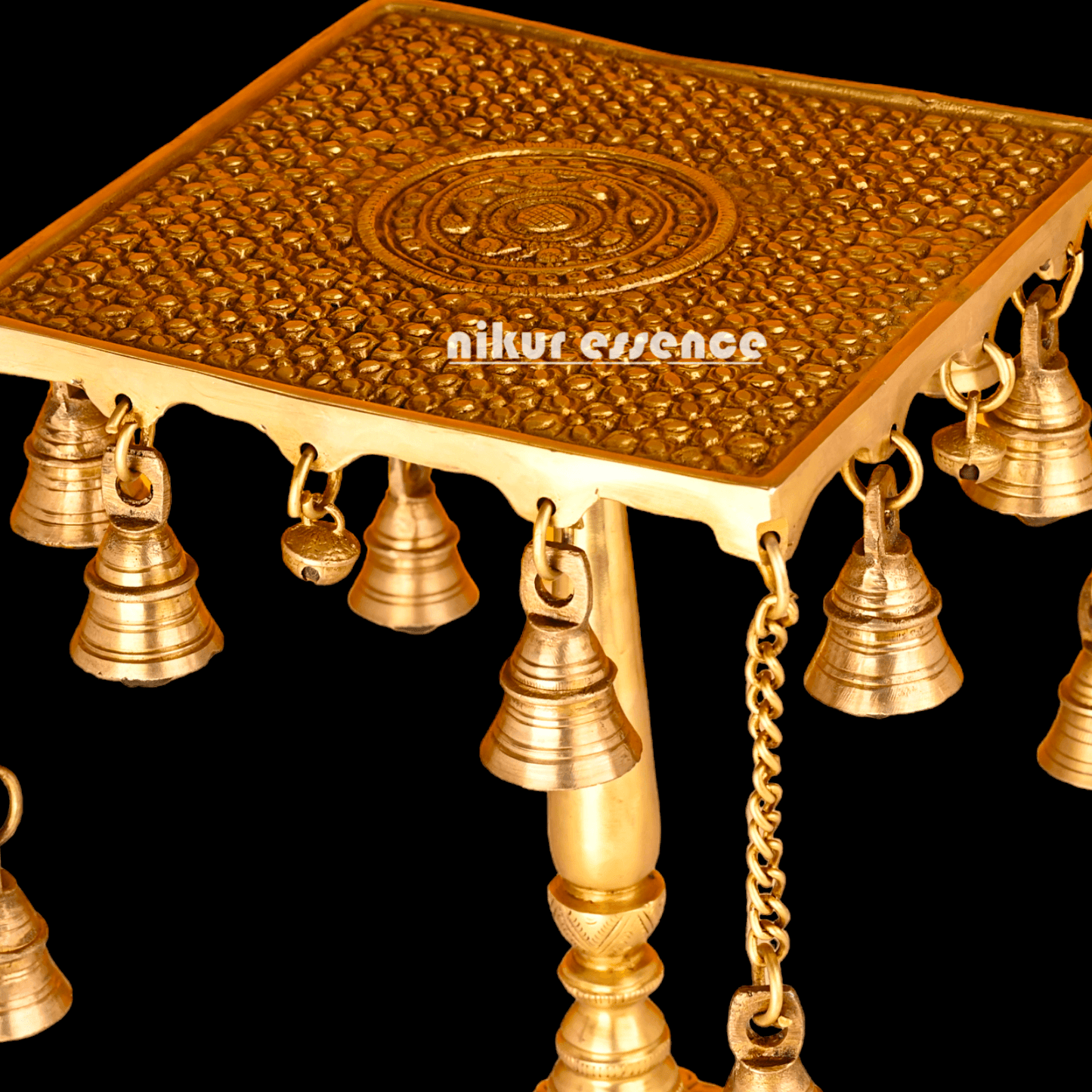 Buy Table stand in Brass with Intricately Designed Hanging Bells - Traditional Indian Home Décor Accent Piece Nikuressence