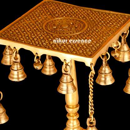 Buy Table stand in Brass with Intricately Designed Hanging Bells - Traditional Indian Home Décor Accent Piece Nikuressence