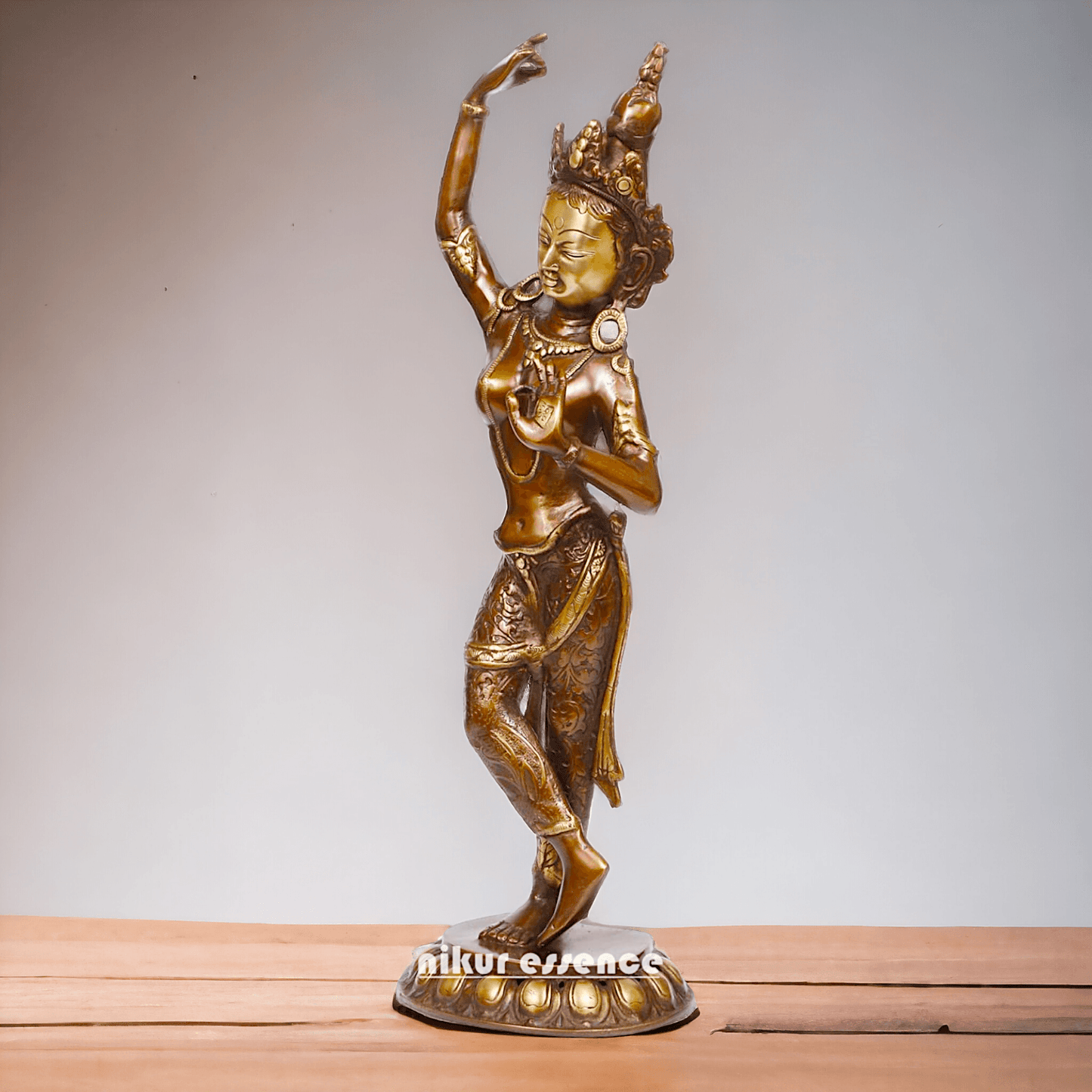 Brass Tara Statue - Large, Handcrafted Standing Figure with Intricate Detailing and Divine Aura Nikuressence