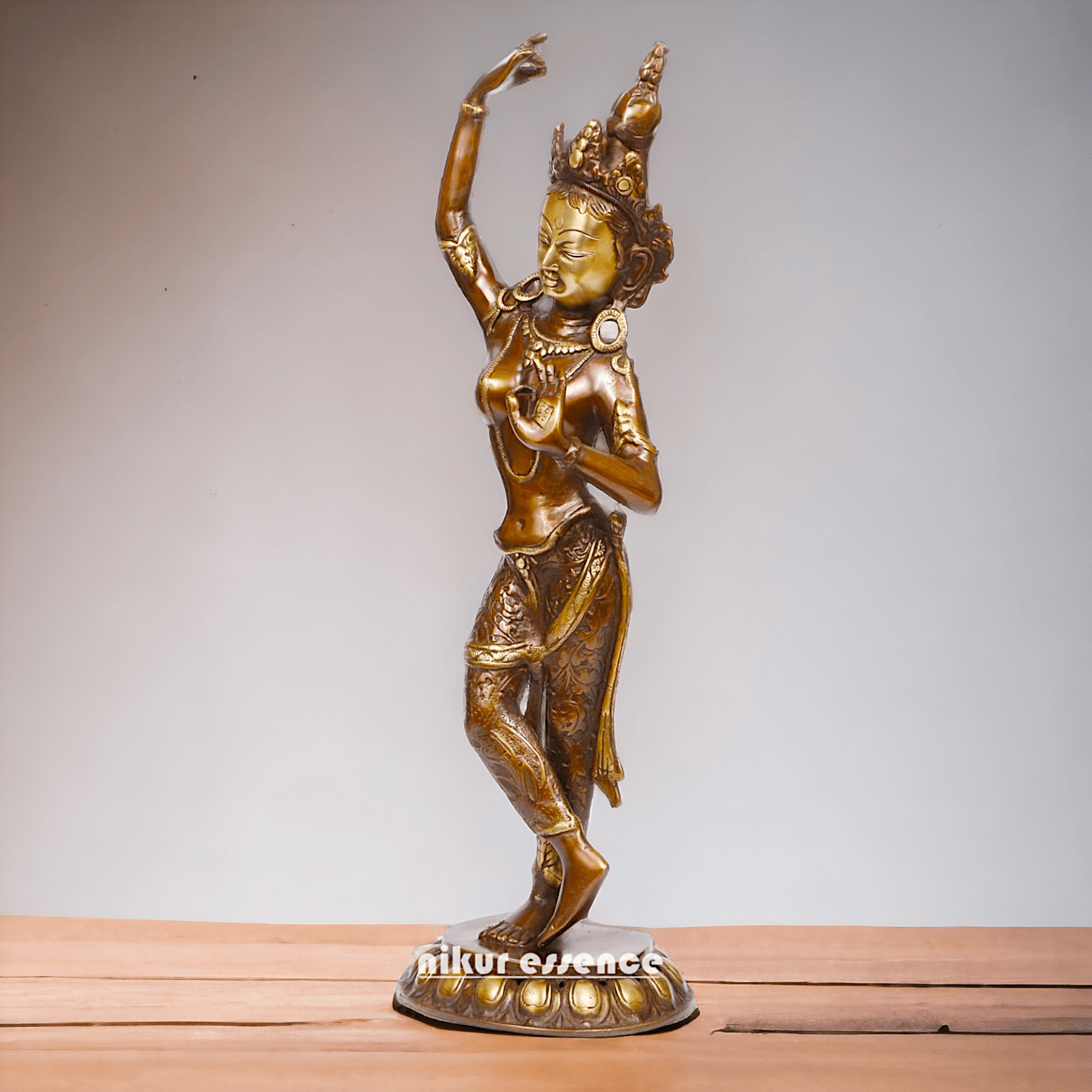 Brass Tara Statue - Large, Handcrafted Standing Figure with Intricate Detailing and Divine Aura Nikuressence