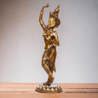 Brass Tara Statue - Large, Handcrafted Standing Figure with Intricate Detailing and Divine Aura Nikuressence