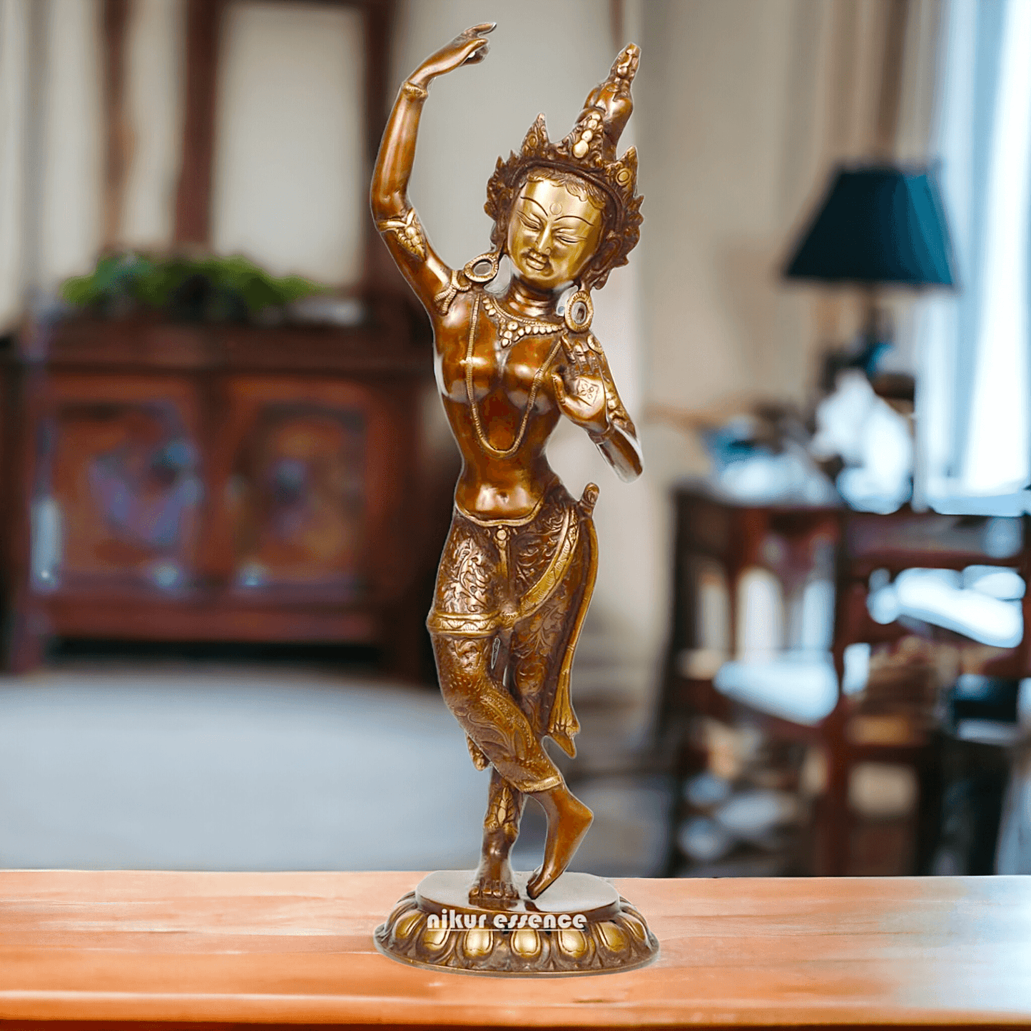 Brass Tara Statue - Large, Handcrafted Standing Figure with Intricate Detailing and Divine Aura Nikuressence