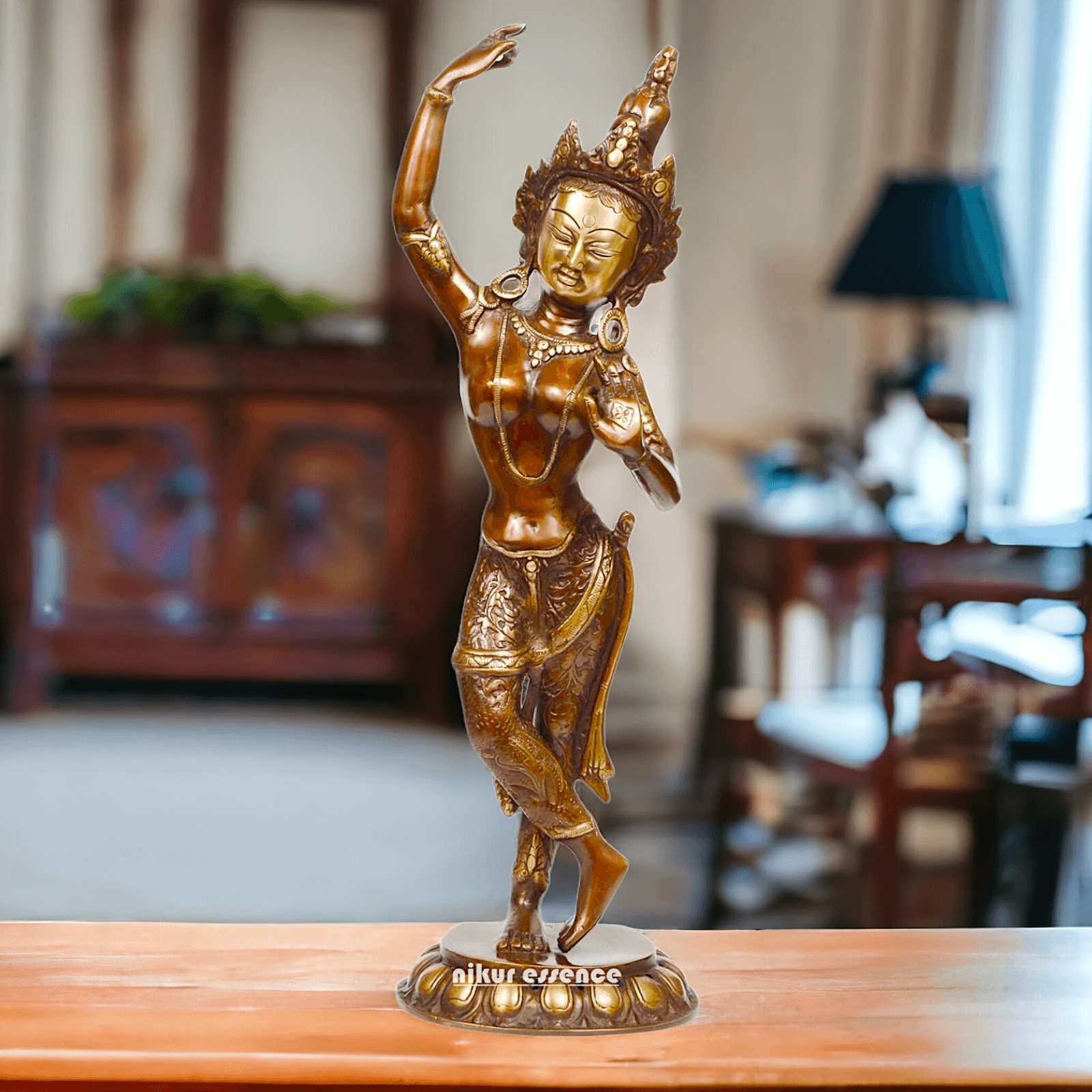 Brass Tara Statue - Large, Handcrafted Standing Figure with Intricate Detailing and Divine Aura Nikuressence