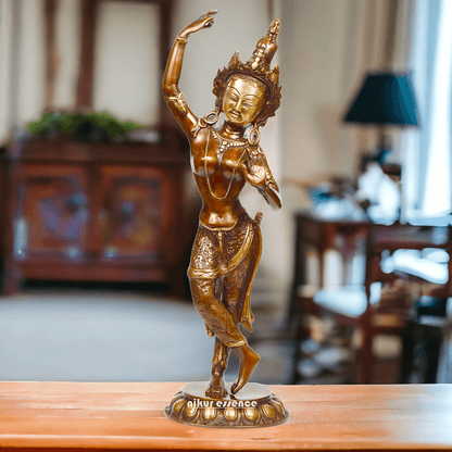 Brass Tara Statue - Large, Handcrafted Standing Figure with Intricate Detailing and Divine Aura Nikuressence