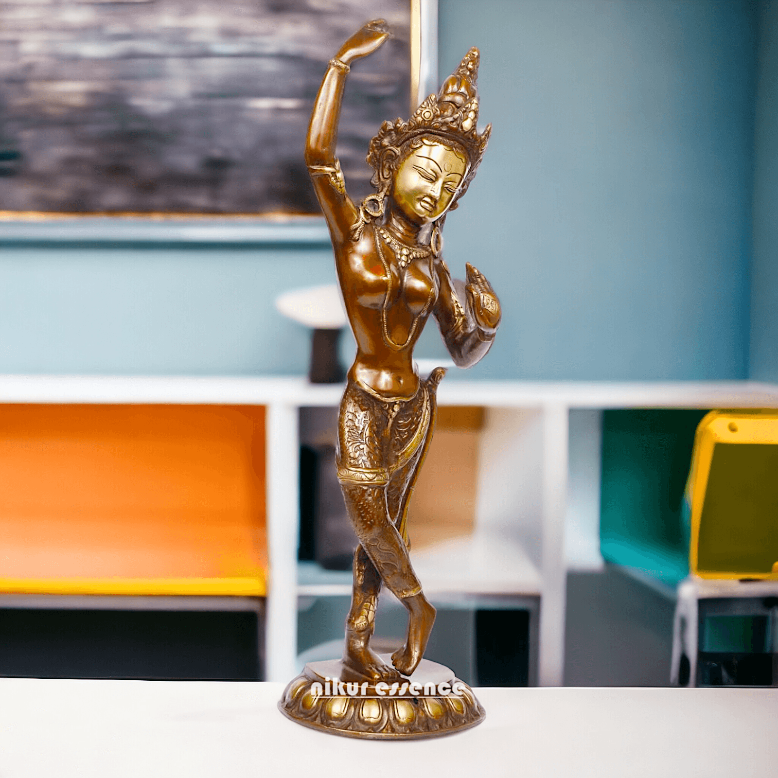 Brass Tara Statue - Large, Handcrafted Standing Figure with Intricate Detailing and Divine Aura Nikuressence