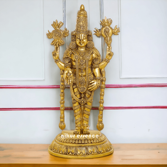 Brass Tirupati Balaji Idol - Revered Hindu Deity Sculpture for Home Decor and Worship Nikuressence