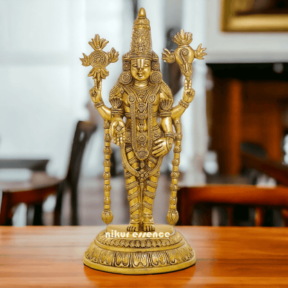 Brass Tirupati Balaji Idol - Revered Hindu Deity Sculpture for Home Decor and Worship Nikuressence