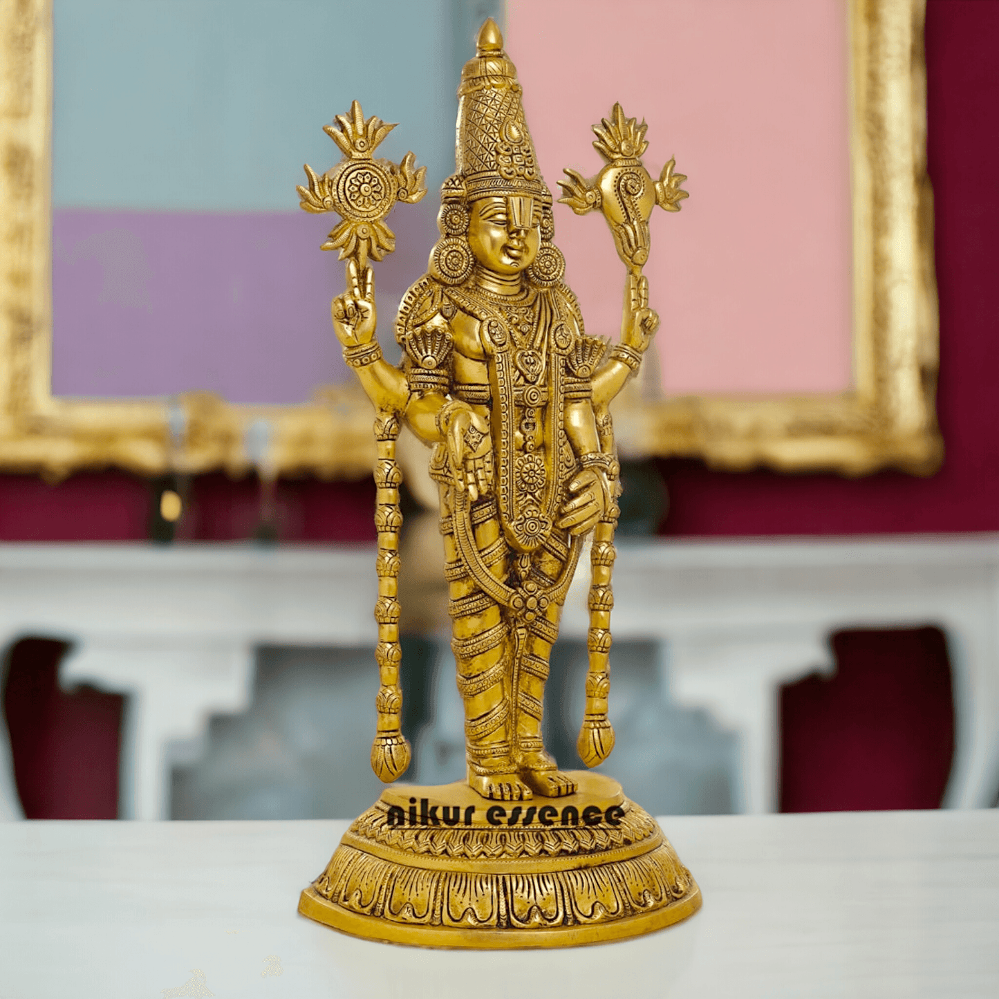 Brass Tirupati Balaji Idol - Revered Hindu Deity Sculpture for Home Decor and Worship Nikuressence