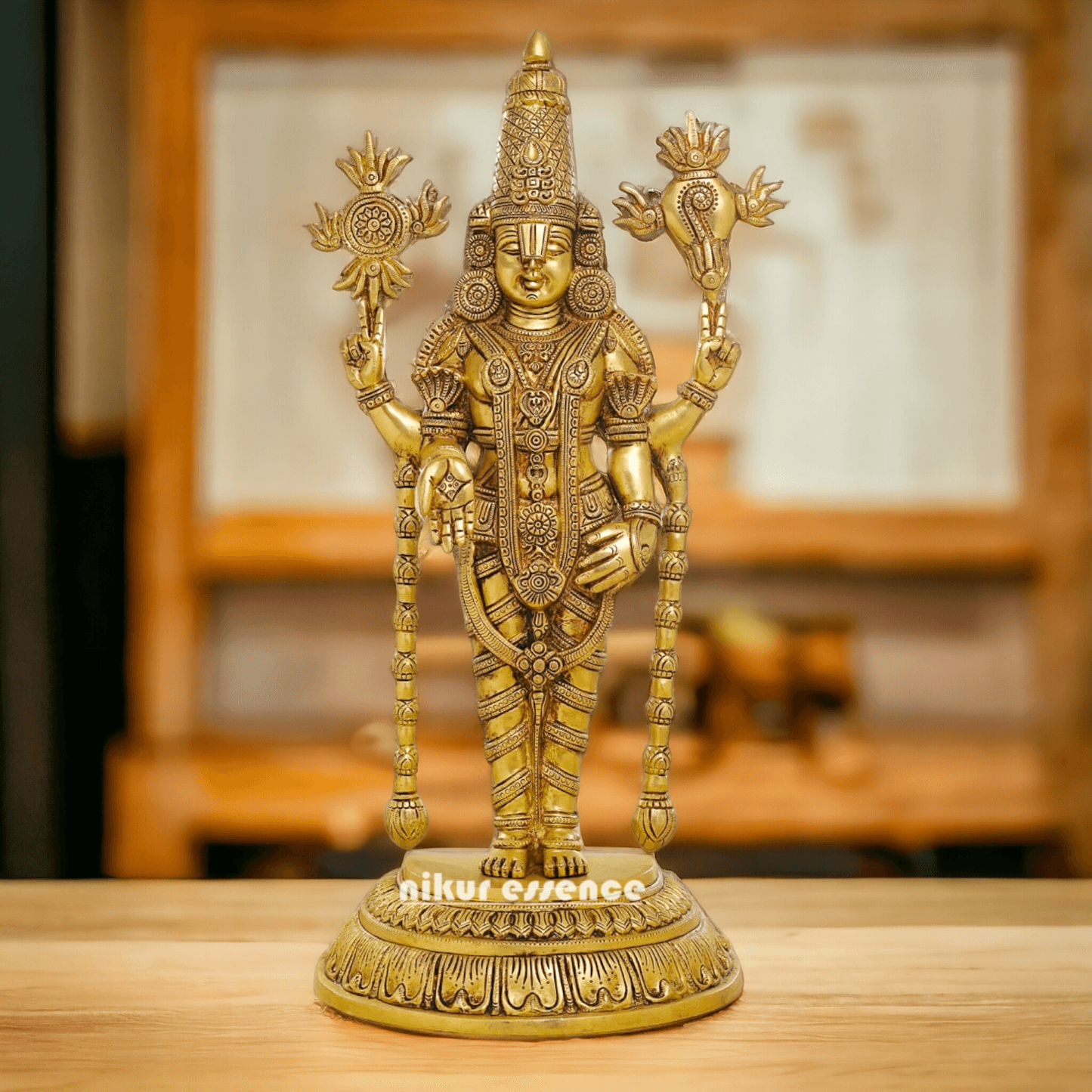 Brass Tirupati Balaji Idol - Revered Hindu Deity Sculpture for Home Decor and Worship Nikuressence