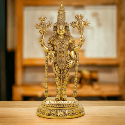 Brass Tirupati Balaji Idol - Revered Hindu Deity Sculpture for Home Decor and Worship Nikuressence