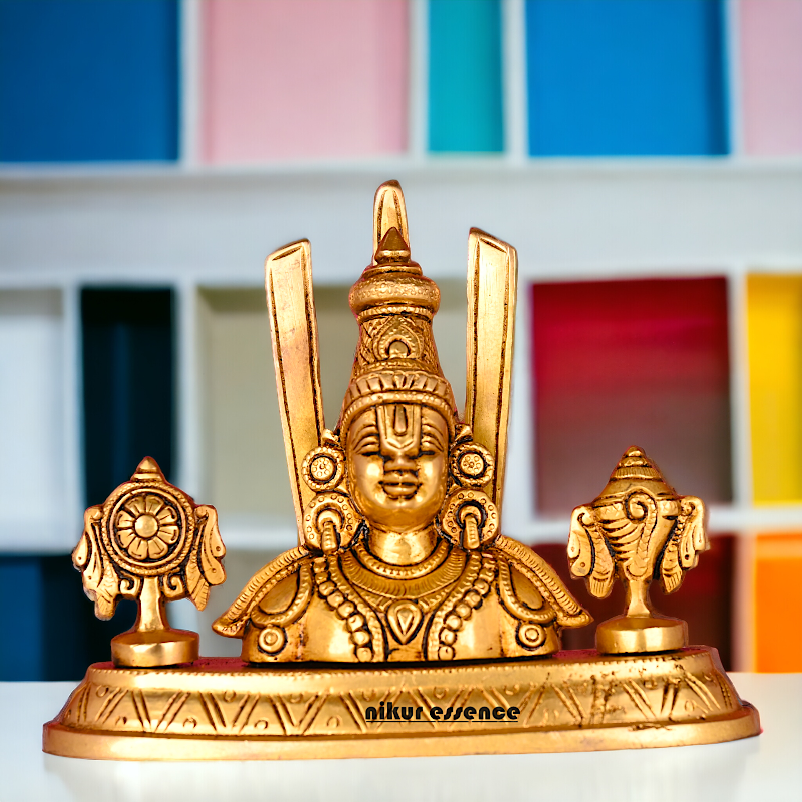 Pure Brass Tirupati Balaji Idol by Nikur Essence - 7 inch Nikuressence