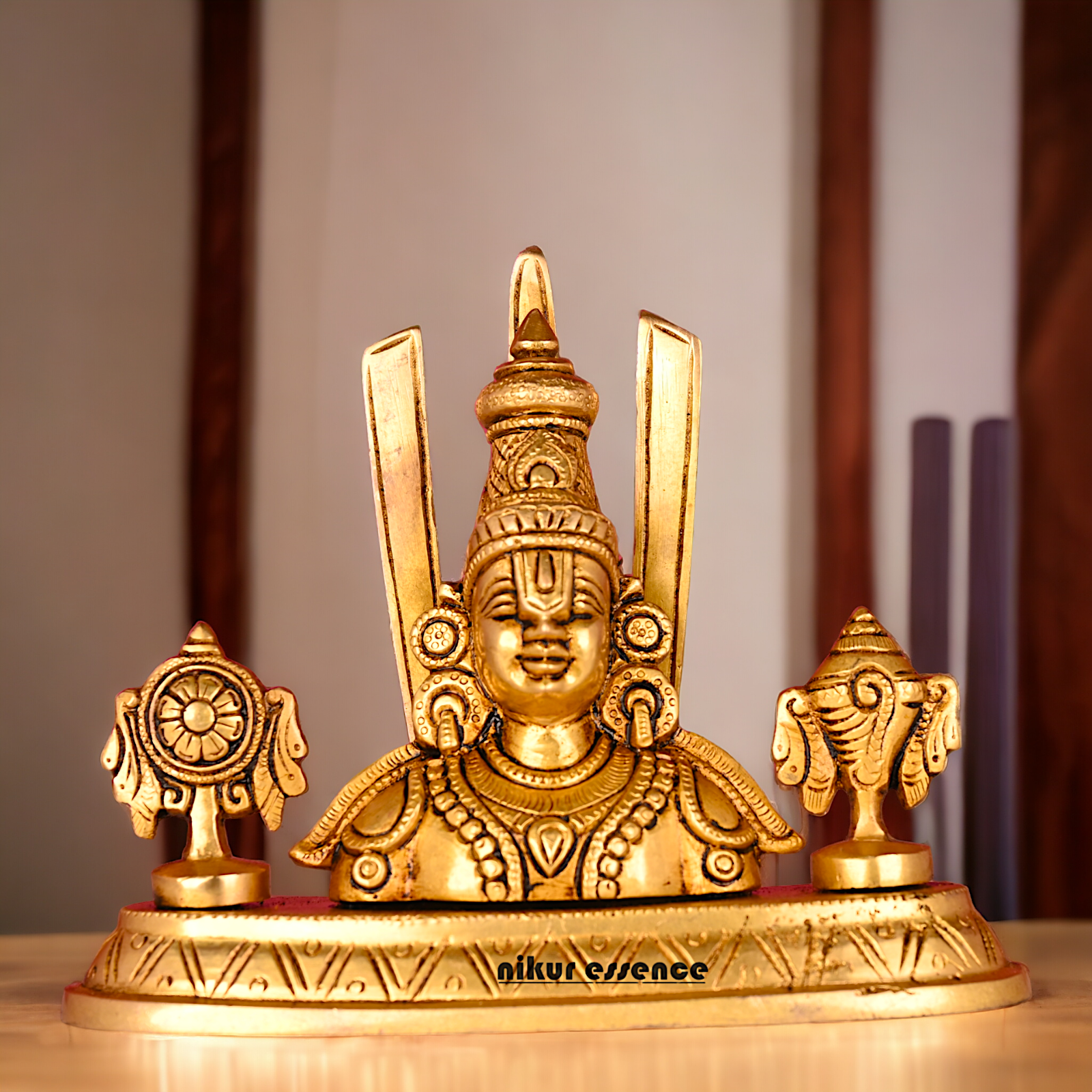 Pure Brass Tirupati Balaji Idol by Nikur Essence - 7 inch Nikuressence