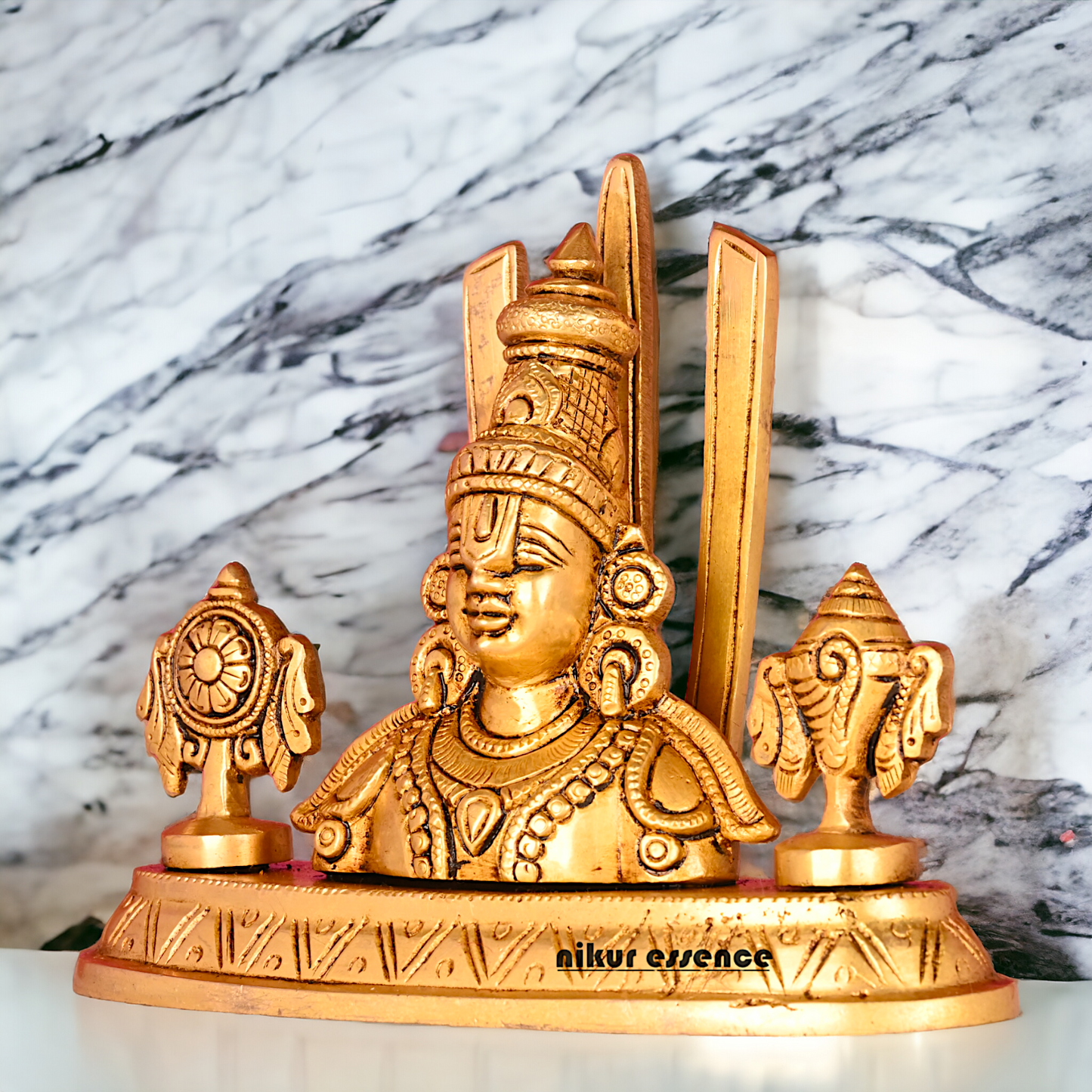 Pure Brass Tirupati Balaji Idol by Nikur Essence - 7 inch Nikuressence