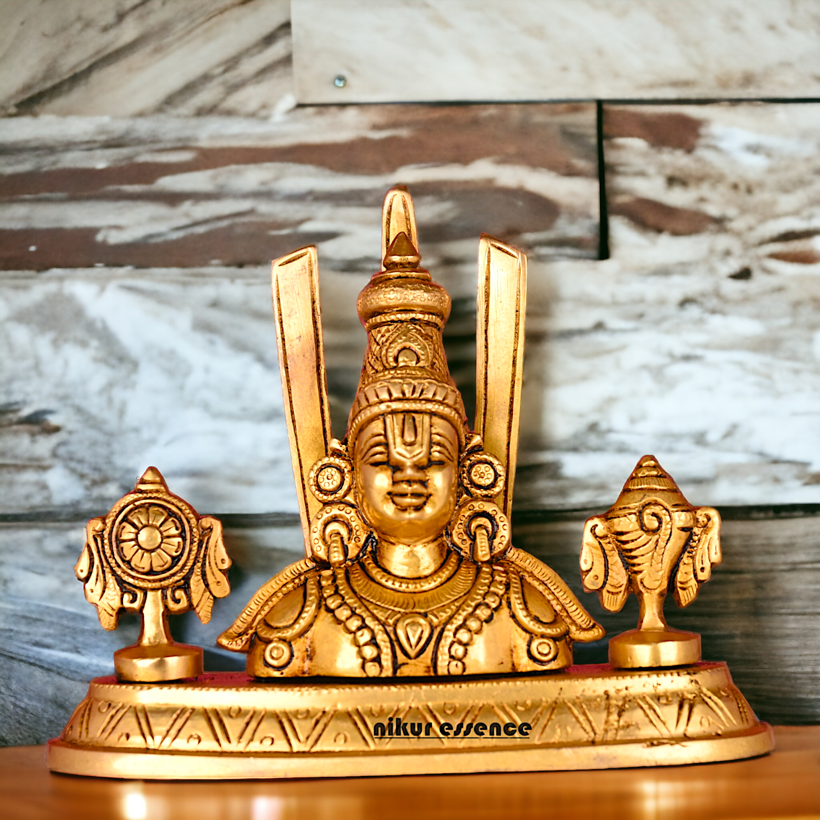 Pure Brass Tirupati Balaji Idol by Nikur Essence - 7 inch Nikuressence