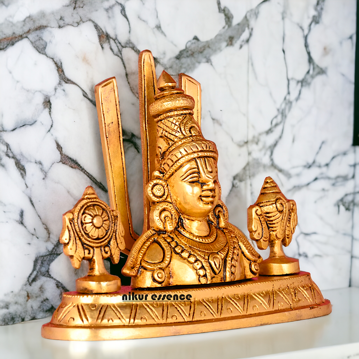 Pure Brass Tirupati Balaji Idol by Nikur Essence - 7 inch Nikuressence