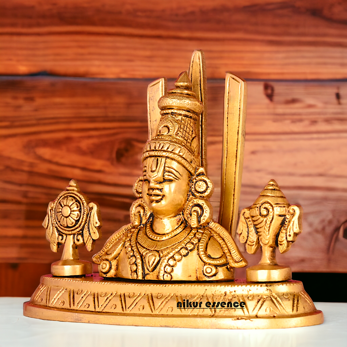 Pure Brass Tirupati Balaji Idol by Nikur Essence - 7 inch Nikuressence