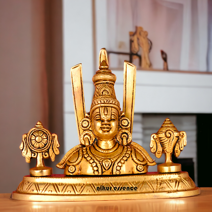 Pure Brass Tirupati Balaji Idol by Nikur Essence - 7 inch Nikuressence